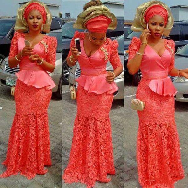 2019 water melon nigerian arabic evening dresses v neck half sleeves peplum lace mermaid prom gowns aso ebi african party dress, Black
2019 water melon nigerian arabic evening dresses v neck half sleeves peplum lace mermaid prom gowns aso ebi african party dress, Black