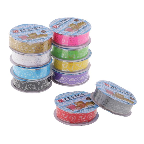 10 rolls self adhesive lace tape masking diy scrapbooking phone decorating stationery stickers, assorted color, 100 x 1.5 cm
10 rolls self adhesive lace tape masking diy scrapbooking phone decorating stationery stickers, assorted color, 100 x 1.5 cm