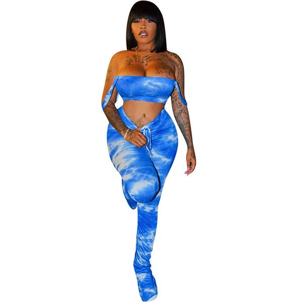 women striped tie dye two piece set strapless and split stacked pants suit jogger matching sets party 2 piece club outfits, White
women striped tie dye two piece set strapless and split stacked pants suit jogger matching sets party 2 piece club outfits, White