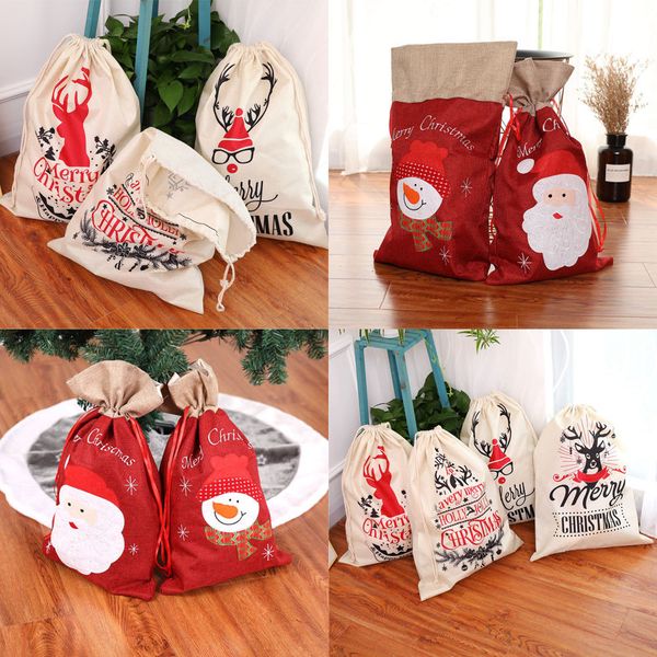 2018 merry christmas large capacity drawstring linen deer printed xmas gift bags 2 sizes
2018 merry christmas large capacity drawstring linen deer printed xmas gift bags 2 sizes