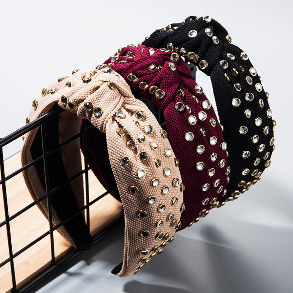 simple fabric knotted rhinestone hair band female lady fan wide cross high-end boutique hair accessories, Silver
simple fabric knotted rhinestone hair band female lady fan wide cross high-end boutique hair accessories, Silver