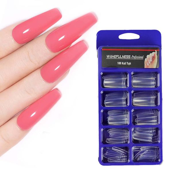 false nails 100pcs long ballerina acrylic french full nail tips press on fake coffin shape diy for uv gel, Red;gold
false nails 100pcs long ballerina acrylic french full nail tips press on fake coffin shape diy for uv gel, Red;gold