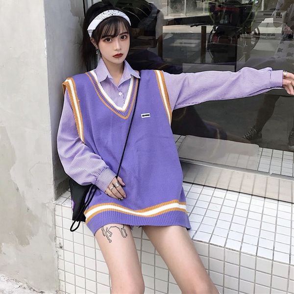 2019 new arrival fashion chic port wind loose knit vest casual girl sweater elegant and lovely jumper c2, White;black
2019 new arrival fashion chic port wind loose knit vest casual girl sweater elegant and lovely jumper c2, White;black