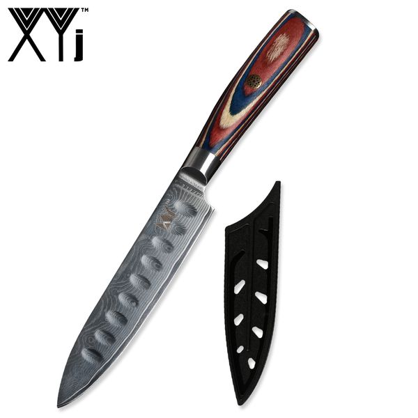 

XYj VG10 Дамаск Кухонный Нож 67 Слоя Японский Нож из Дамасской Стали Цвет Деревянной Ручкой Одиночные Ножи