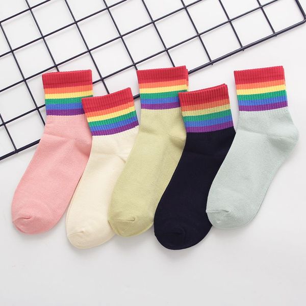 rainbow stripes women's socks cotton fashion casual tide socks christmas harajuku korean pink christmas gift comfortable 35-43, Black;white
rainbow stripes women's socks cotton fashion casual tide socks christmas harajuku korean pink christmas gift comfortable 35-43, Black;white