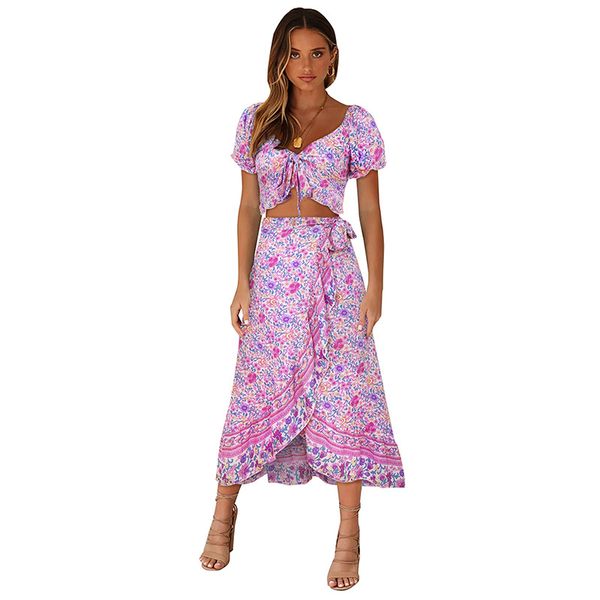 2020 fashion women's sets casual holiday bohemian floral saia +blusas ruffled wrap hip falda femme skirts, White
2020 fashion women's sets casual holiday bohemian floral saia +blusas ruffled wrap hip falda femme skirts, White