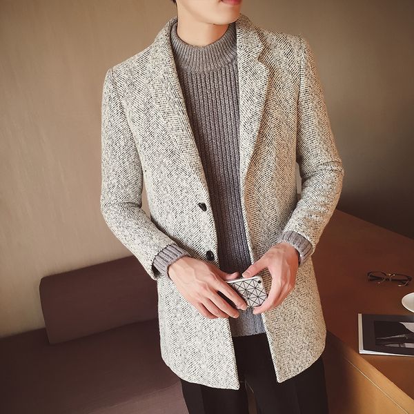 hcxy корейский мужской шерстяной пальто средней длины пальто для мужчин тонкий шерстяной пиджак человек, Black 
hcxy корейский мужской шерстяной пальто средней длины пальто для мужчин тонкий шерстяной пиджак человек, Black