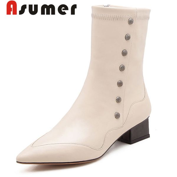 asumer 2018 new arrive mid calf boots pointed toe solid winter boots lady square heels genuine leather size33-34, Black
asumer 2018 new arrive mid calf boots pointed toe solid winter boots lady square heels genuine leather size33-34, Black