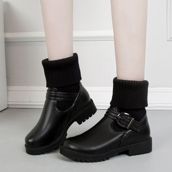 new women's boots soft leather zipper solid buckle decoraction square heel ankle boots for women party with belt buckle, Black
new women's boots soft leather zipper solid buckle decoraction square heel ankle boots for women party with belt buckle, Black