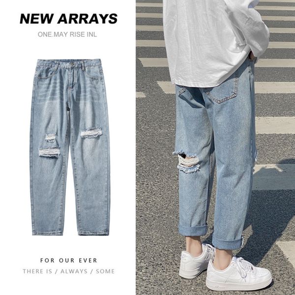 summer ripped straight jeans men's fashion retro casual hole jeans trousers men streetwear loose hip hop denim pants mens -5xl, Blue
summer ripped straight jeans men's fashion retro casual hole jeans trousers men streetwear loose hip hop denim pants mens -5xl, Blue
