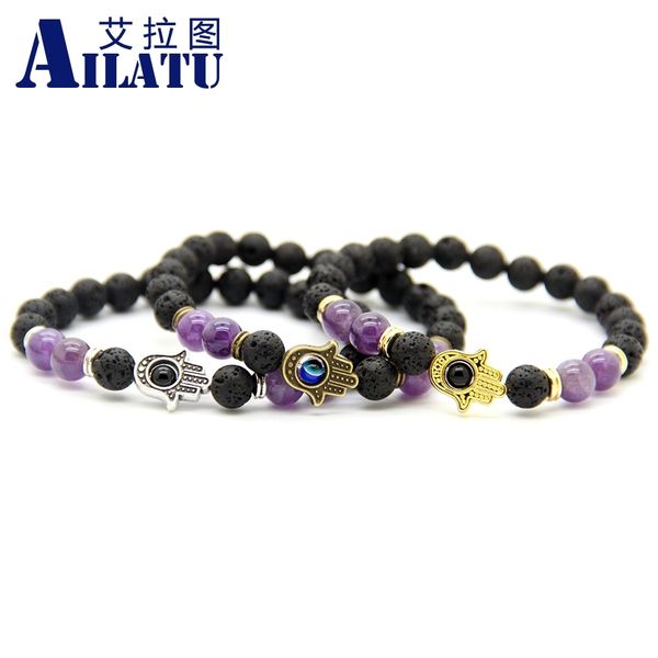 ailatu new arrival 8mm natural purple crystal & lava rock stone beads protection hamsa bracelets, nice gifts for friend, Golden;silver
ailatu new arrival 8mm natural purple crystal & lava rock stone beads protection hamsa bracelets, nice gifts for friend, Golden;silver