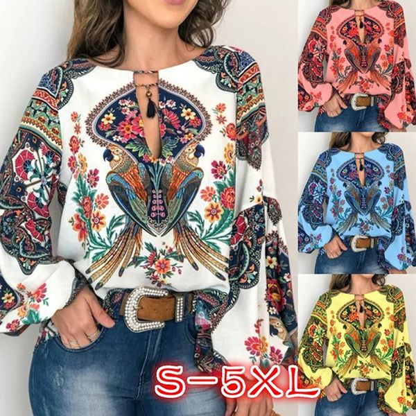boho women fashion long sleeve lace up floral blouse loose crew neck pullover casual t-shirt, White
boho women fashion long sleeve lace up floral blouse loose crew neck pullover casual t-shirt, White