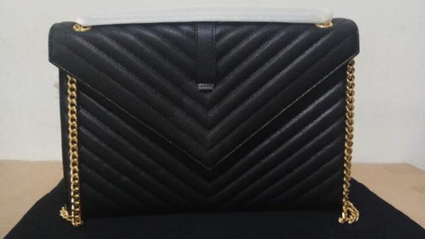 5a 487198 31cm large envelope grain embossed calfskin leather flap bags for women with dust bag dhl ing
