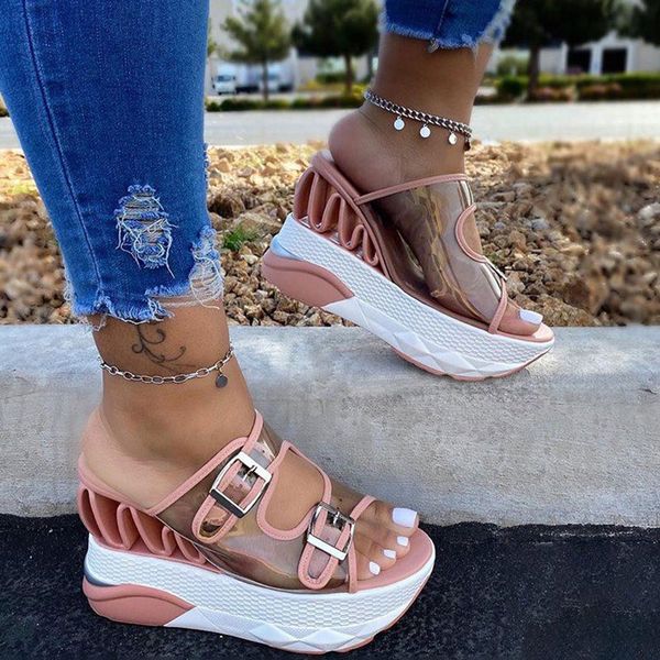 summer wedge slippers beach shoe high heel shoes women's shoes slippers fashion large size buttons transparent sandals, Black
summer wedge slippers beach shoe high heel shoes women's shoes slippers fashion large size buttons transparent sandals, Black
