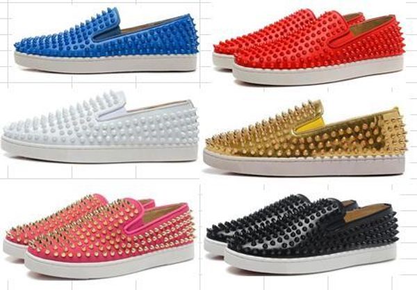 2017 new wholesale luxury men and women shoes red bottom sole sneakers party wedding shoes genuine leather high studded spikes s, Black
2017 new wholesale luxury men and women shoes red bottom sole sneakers party wedding shoes genuine leather high studded spikes s, Black