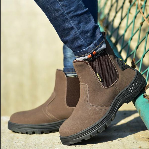 new arrival men's fashion big size steel toe cap safety boots slip-on ankle work boot cow suede leather security shoes seguridad, Black
new arrival men's fashion big size steel toe cap safety boots slip-on ankle work boot cow suede leather security shoes seguridad, Black