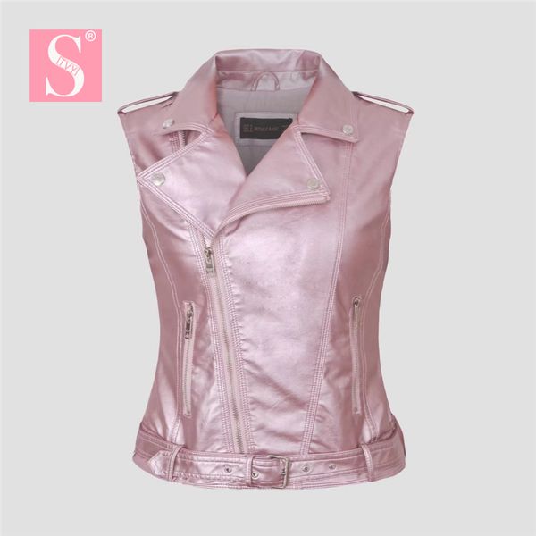 stvy women vest 2018 new spring sleeveless leather jacket motorcycle vest outerwear clothing silver pink,silver gray,black, Black;white
stvy women vest 2018 new spring sleeveless leather jacket motorcycle vest outerwear clothing silver pink,silver gray,black, Black;white