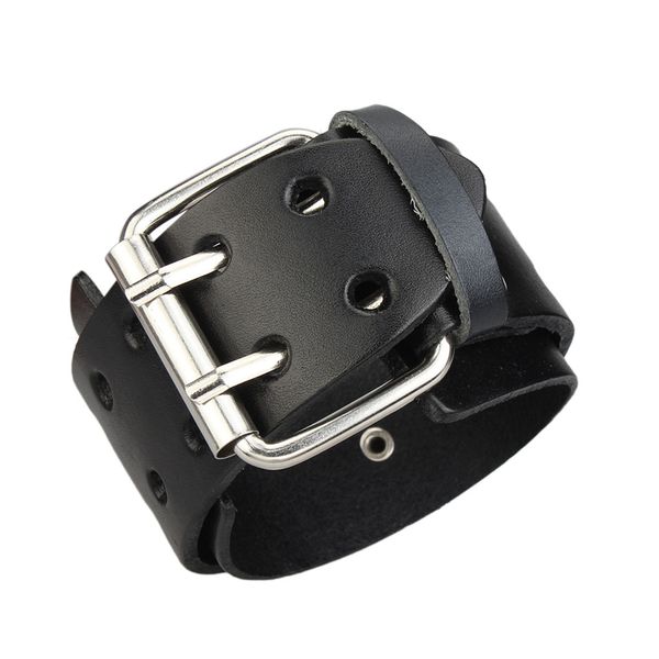 men double buckles wide adjustable punk large hole pu leather bracelet, Golden;silver
men double buckles wide adjustable punk large hole pu leather bracelet, Golden;silver