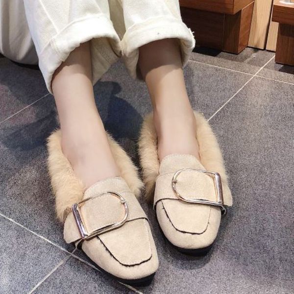 shoes rivet low loafers slides slippers fur plush flat 2019 basic hoof heels autumn with fur metal decoration, Black
shoes rivet low loafers slides slippers fur plush flat 2019 basic hoof heels autumn with fur metal decoration, Black