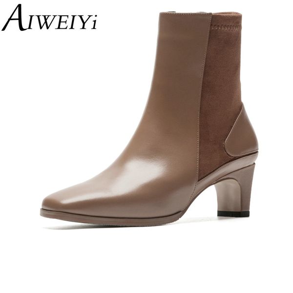 aiweiyi ankle boots for women soft genuine leather square heel high heels short boots stretch spring autumn winter, Black
aiweiyi ankle boots for women soft genuine leather square heel high heels short boots stretch spring autumn winter, Black