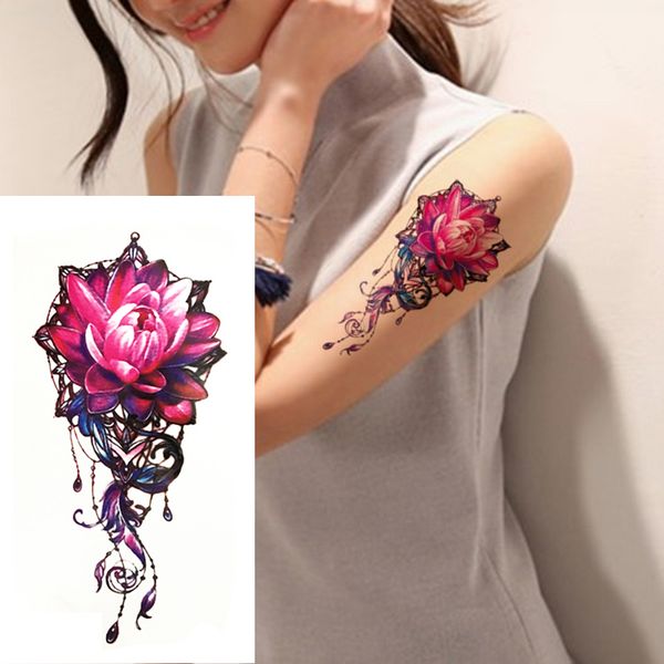 1pc colorful lotus temporary tattoos waterproof women body art color fake tattoo on shoulder arm
1pc colorful lotus temporary tattoos waterproof women body art color fake tattoo on shoulder arm