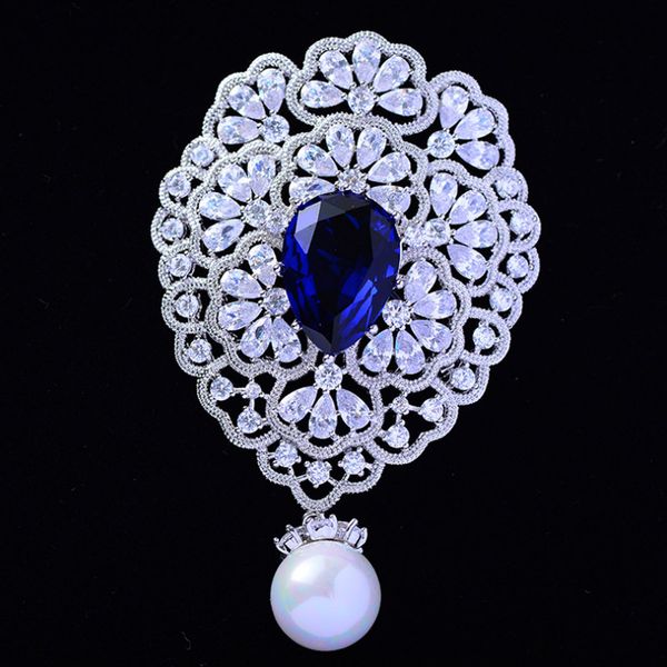 zlxgirl bridal jewelry big blue cubic zircon flower shape brooch pendant double accessory women's high-end party new year gifts, Gray
zlxgirl bridal jewelry big blue cubic zircon flower shape brooch pendant double accessory women's high-end party new year gifts, Gray