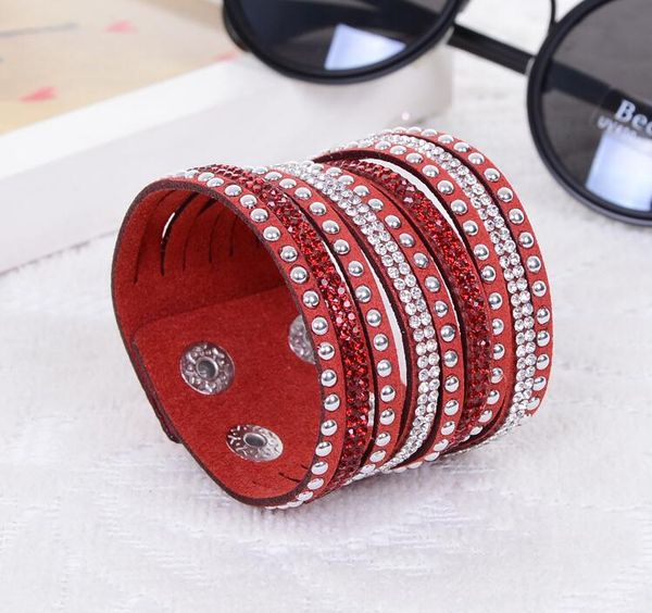 fashion wrap bracelet rhinestone slake deluxe leather charm bangles with sparkling crystal wristband christmas gifts, Golden;silver
fashion wrap bracelet rhinestone slake deluxe leather charm bangles with sparkling crystal wristband christmas gifts, Golden;silver