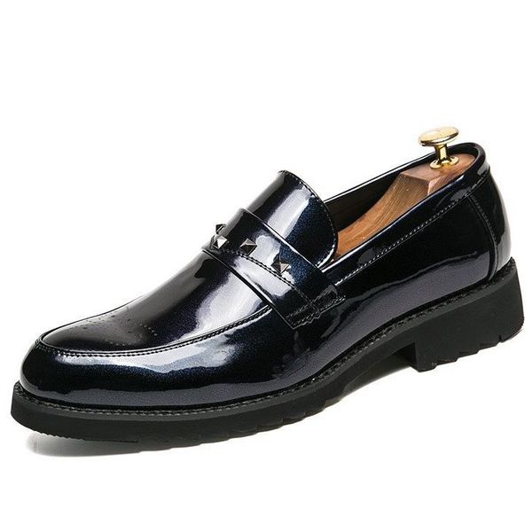 men's patent leather dress shoes printing pu leather fashion rivets men shoes male business wedding party shoes, Black
men's patent leather dress shoes printing pu leather fashion rivets men shoes male business wedding party shoes, Black