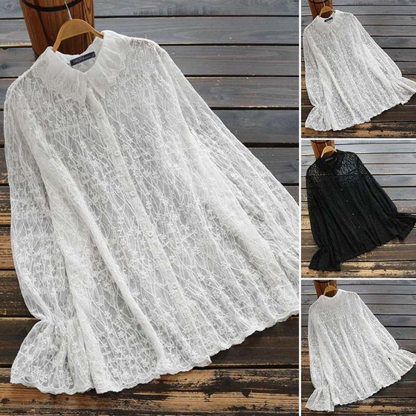 women's blouses & shirts zanzea women elegant lace crochet blouse summer long sleeve mesh sheer shirt vintage embroidery ruffles blusa, White
women's blouses & shirts zanzea women elegant lace crochet blouse summer long sleeve mesh sheer shirt vintage embroidery ruffles blusa, White