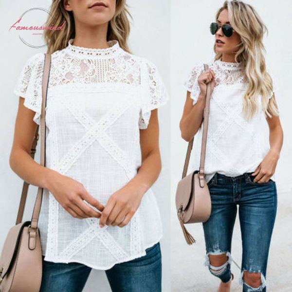 fashion womens ladies summer short sleeve shirt loose casual sweet solid v neck lace cute holiday plain t shirt, White
fashion womens ladies summer short sleeve shirt loose casual sweet solid v neck lace cute holiday plain t shirt, White