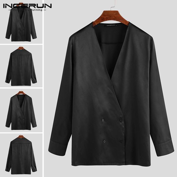 2020 men shirt fashion chic deep v neck double breasted camisa funk hombre long sleeve solid casual streetwear blouse s-5xl, White;black
2020 men shirt fashion chic deep v neck double breasted camisa funk hombre long sleeve solid casual streetwear blouse s-5xl, White;black