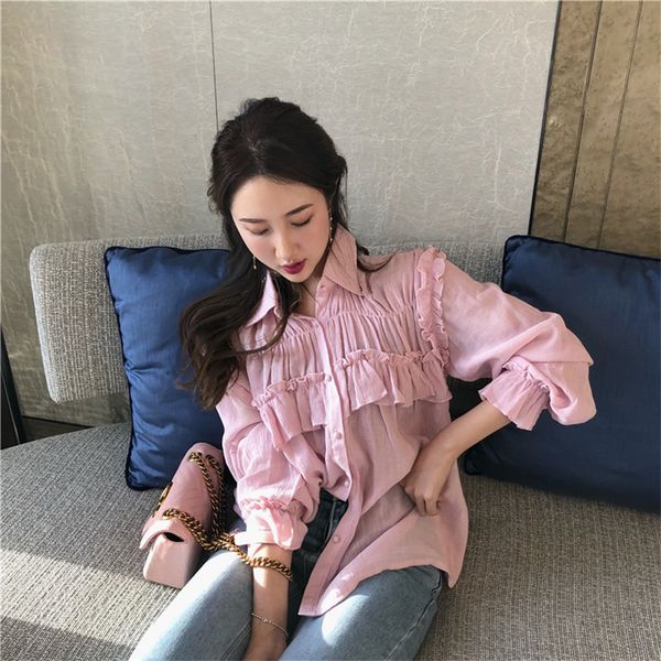 women blouses summer ruffles solid blouse loose casual vacation pink shirt women shirts blusas camisas mujer, White
women blouses summer ruffles solid blouse loose casual vacation pink shirt women shirts blusas camisas mujer, White