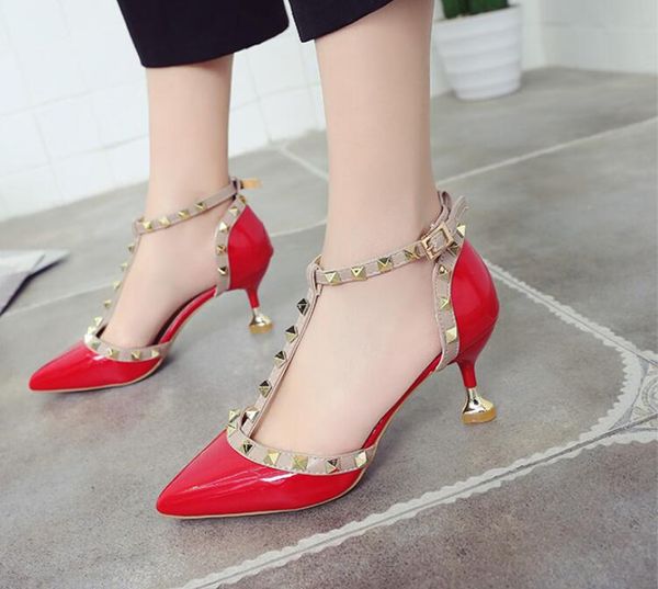new patent leather rivet shoes women pumps 5.5cm kitten heel pointed toe shoes size 34 to 39, Black
new patent leather rivet shoes women pumps 5.5cm kitten heel pointed toe shoes size 34 to 39, Black