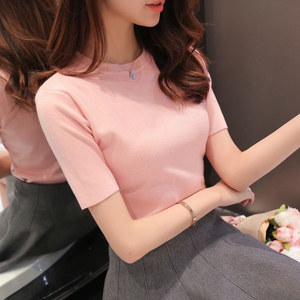 female knit short sleeved sweater women 2017 new spring knitwear thin sweater short sleeve slim half sleeve pullover, White;black
female knit short sleeved sweater women 2017 new spring knitwear thin sweater short sleeve slim half sleeve pullover, White;black