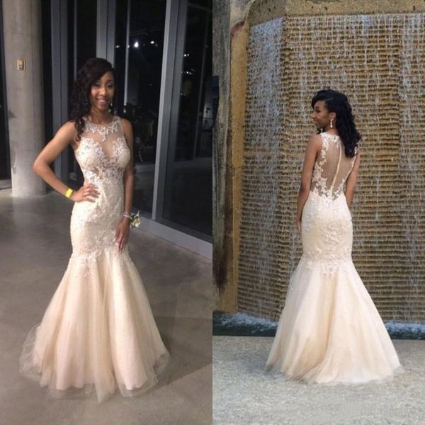 exquisite high neck long mermaid prom dresses 2020 appliques lace blackless beaded formal evening gowns, White;black
exquisite high neck long mermaid prom dresses 2020 appliques lace blackless beaded formal evening gowns, White;black