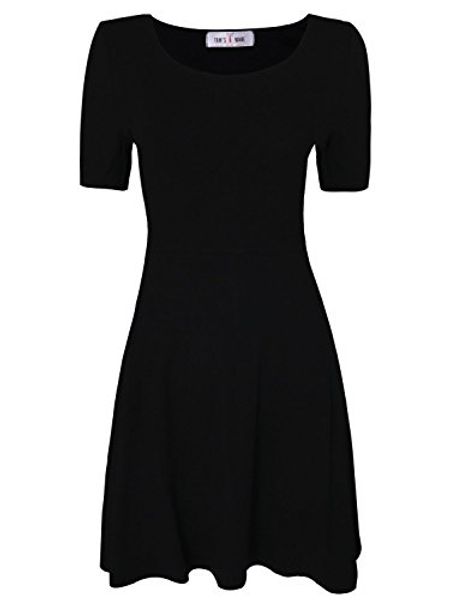 tom's ware women classic slim fit short sleeve scoop neck flare mini dress, Black;gray
tom's ware women classic slim fit short sleeve scoop neck flare mini dress, Black;gray