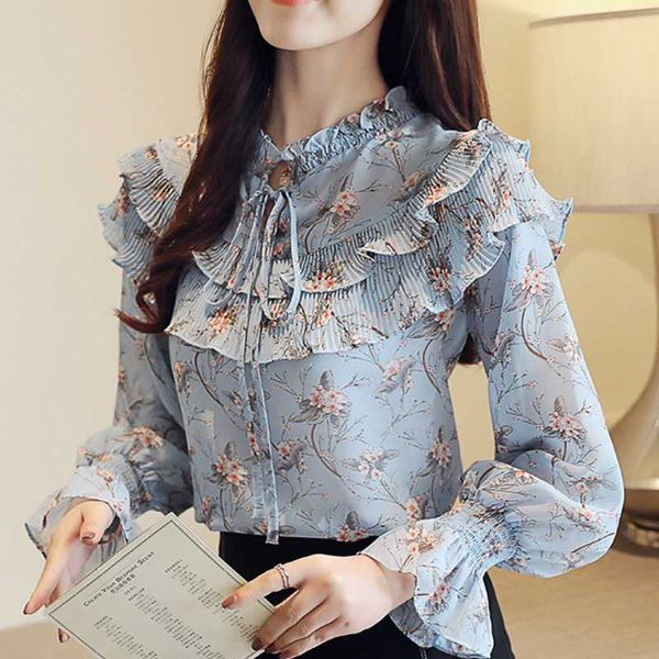 women's blouses & shirts blusas mujer de moda 2021 ruffles print chiffon blouse shirt ladies long sleeve women womens and c873, White
women's blouses & shirts blusas mujer de moda 2021 ruffles print chiffon blouse shirt ladies long sleeve women womens and c873, White