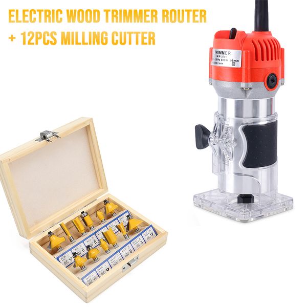 new electric wood trimmer wood router + 12pcs router bit milling cutter power tools set for carving slotting trimming
new electric wood trimmer wood router + 12pcs router bit milling cutter power tools set for carving slotting trimming
