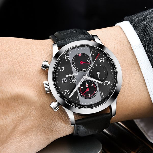 benyar chronograph sport watches men waterproof brand retro leather quartz watch clock all dials work support drop grey2565, Slivery;brown
benyar chronograph sport watches men waterproof brand retro leather quartz watch clock all dials work support drop grey2565, Slivery;brown