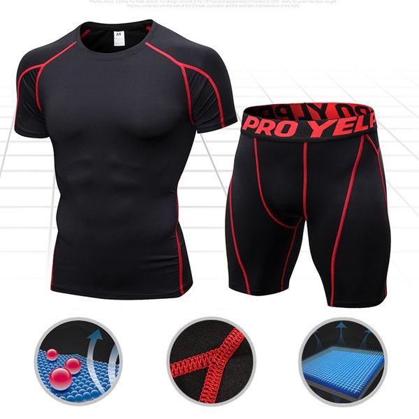 new quick dry compression suits short shirt + men's shorts run set fitness close sport suit men outdoor jogging sportswear, Black;blue
new quick dry compression suits short shirt + men's shorts run set fitness close sport suit men outdoor jogging sportswear, Black;blue
