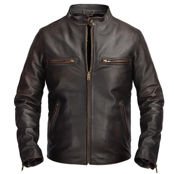 2020 vintage brown men slim fit biker's leather jacket large size 6xl genuine cowhide american motorcycle coat ing, Black
2020 vintage brown men slim fit biker's leather jacket large size 6xl genuine cowhide american motorcycle coat ing, Black
