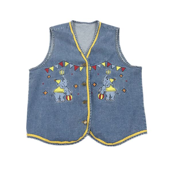2020 summer new women's denim vest jacket sleeveless casual cartoon printed collar, Black;white
2020 summer new women's denim vest jacket sleeveless casual cartoon printed collar, Black;white