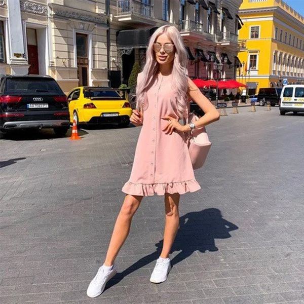 casual dresses ruffles sweet mini dress women solid sleeveless o neck summer 2021 fashion girl loose button vintage, Black;gray
casual dresses ruffles sweet mini dress women solid sleeveless o neck summer 2021 fashion girl loose button vintage, Black;gray