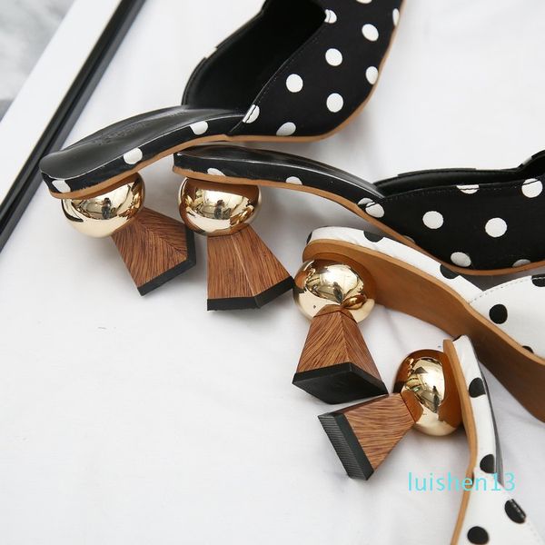 high heel slippers pointed toe shoes woman elegant mules shoes women black white dot metal heel outdoors womens slippers e662 l13
high heel slippers pointed toe shoes woman elegant mules shoes women black white dot metal heel outdoors womens slippers e662 l13