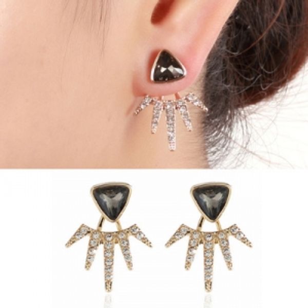 maxi personality black triangle full diamonds multi-angle earrings bling ear modish ornament high sales, Silver
maxi personality black triangle full diamonds multi-angle earrings bling ear modish ornament high sales, Silver