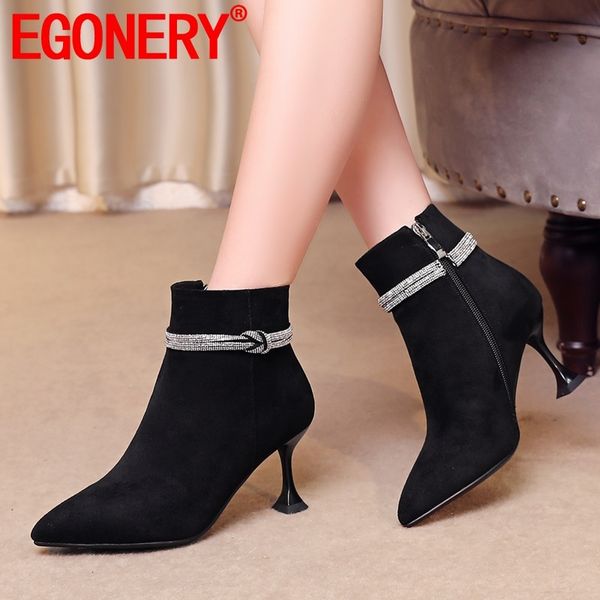 egonery winter new fashion ankle boots outside high heels pointed toe zip flock crystal women shoes drop shipping size 34-40, Black
egonery winter new fashion ankle boots outside high heels pointed toe zip flock crystal women shoes drop shipping size 34-40, Black