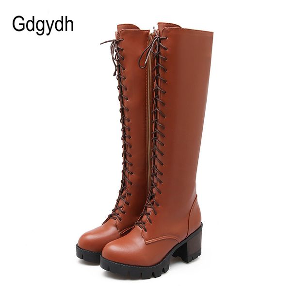 gdgydh 2018 lacing winter knee high boots women high heels zipper autumn rubber sole brown heel long boots shoes big size 43, Black
gdgydh 2018 lacing winter knee high boots women high heels zipper autumn rubber sole brown heel long boots shoes big size 43, Black