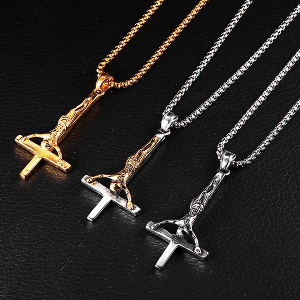 fashion stainless steel inverted cross jesus pendant necklace lucifer satan worship jewelry chain for men women anti-christian, Silver
fashion stainless steel inverted cross jesus pendant necklace lucifer satan worship jewelry chain for men women anti-christian, Silver