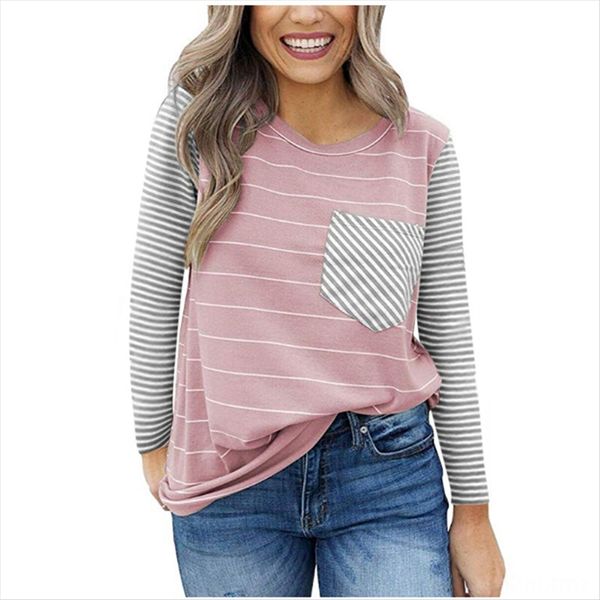 2019 autumn long sleeve pocket stitching cotton 2019 autumn t-shirt long sleeve striped pocket stitching t-shirt cotton striped top, White
2019 autumn long sleeve pocket stitching cotton 2019 autumn t-shirt long sleeve striped pocket stitching t-shirt cotton striped top, White