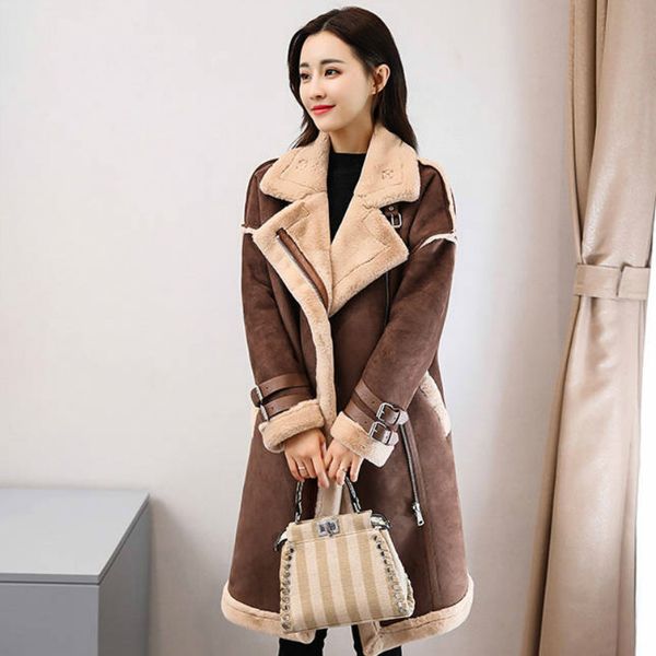 women long woolen coat overcoat warm thick jacket, Black